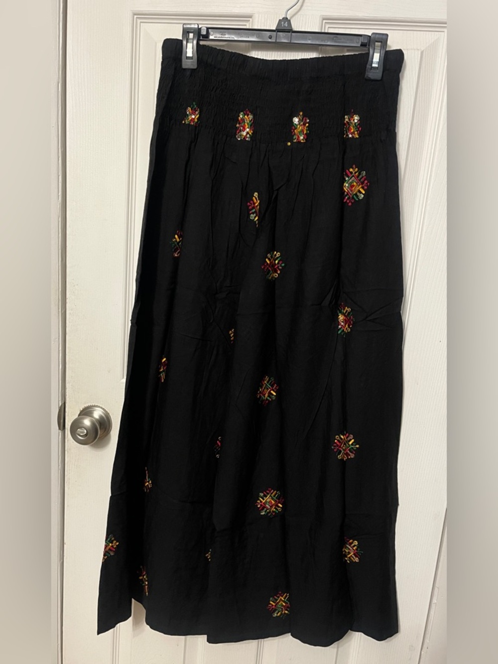 Rhea Charlotte Black Side Flap Viscose Pants With Sequin Embroidery Size S/M NWT - Picture 9 of 12